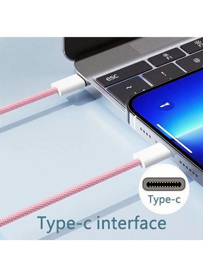 شيبشيب كابل شحن USB-C إلى USB-C مضفّر من النايلون بطول 2 متر (عبوة من قطعتين)، قدرة 20 واط، كابل شحن طويل - Image 5
